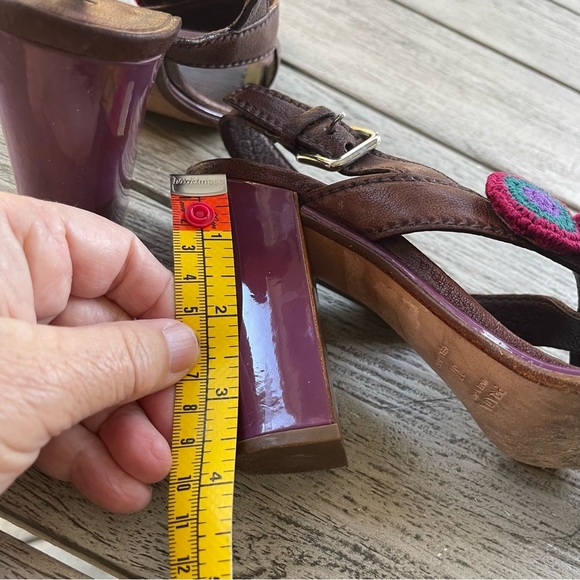 Prada Authentic Crochet Accent Brown & Purple Leather Heels Womens Size 37 - Picture 11 of 11